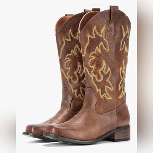 WOMEN'S IUV Cowboy Boots Square Toe Mid Calf Western Boot